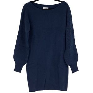 NEW! NAADAM Size Small Open Cable Tunic Dress Cashmere Blue $395 MSRP J6-19